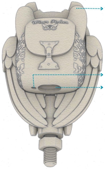 WiserFisher – Vista posteriore (contrassegnata)